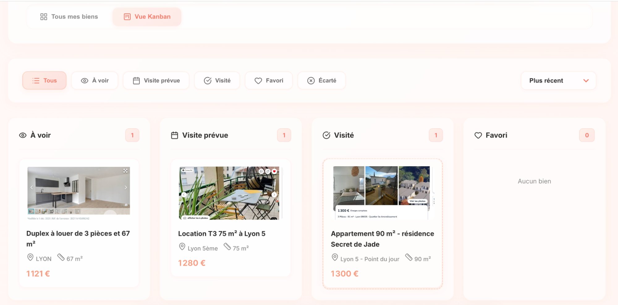 Vue kanban immotracker
