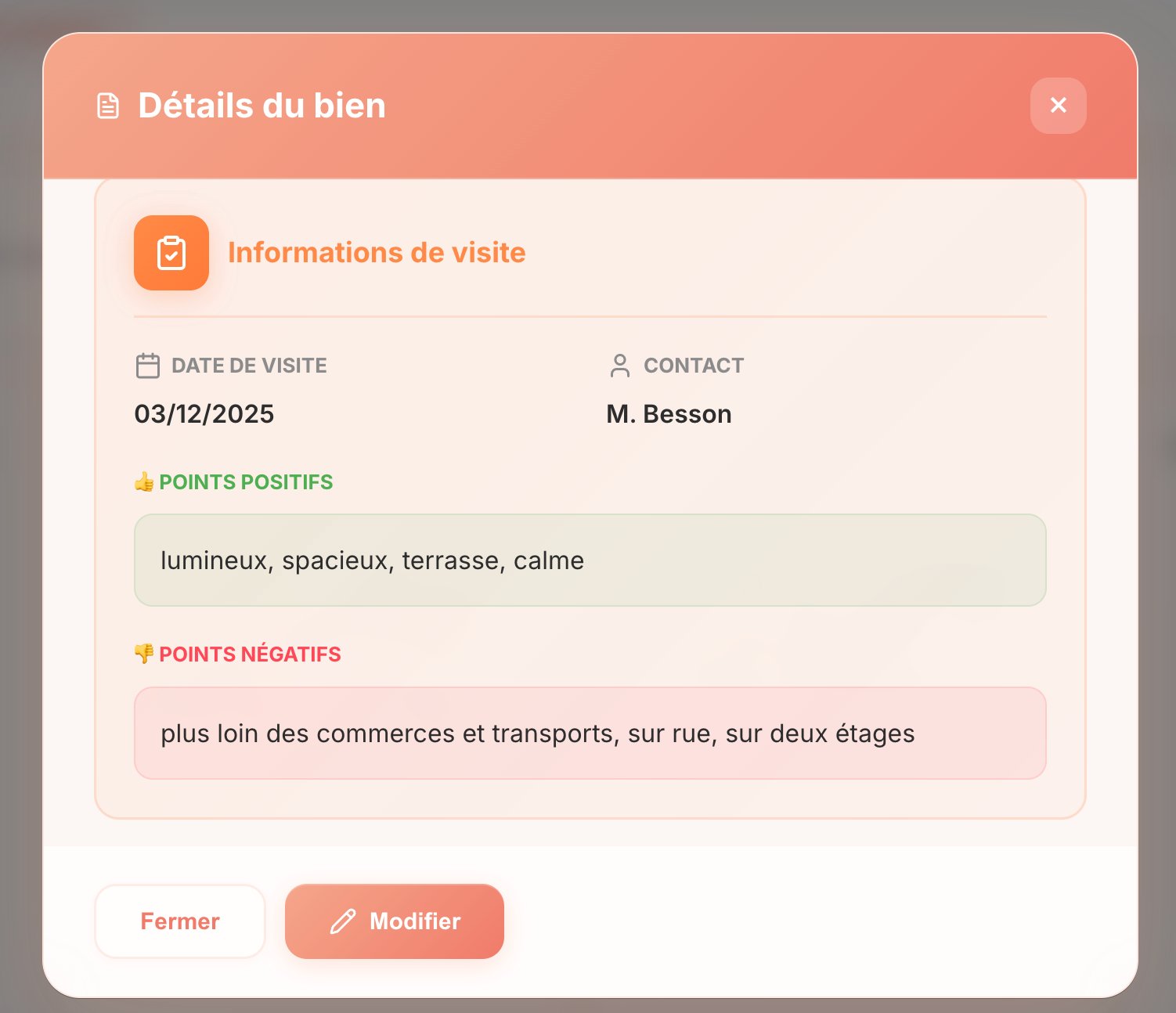 Suivi des visites immotracker